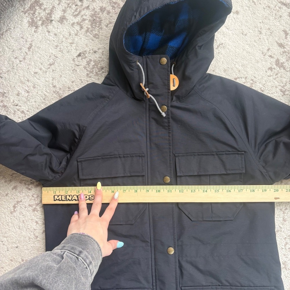 LL Bean Original Baxter State Parka 82 Midnight Black Blue Plaid Lining Sz small - Picture 3 of 6